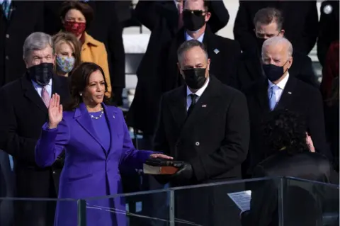 Alex Wong/Getty Images Kamala Harris is sworn in as Vice President