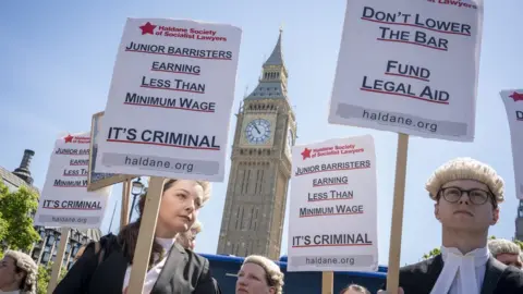 Getty Images Barristers protest outside Parliament