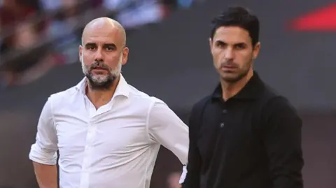 Pep Guardiola and Mikel Arteta on the sidelines
