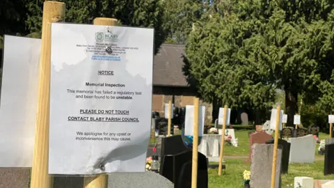 Blaby Parish Council sign at cemetery