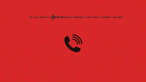 A graphic of a phone sits in front of a red background