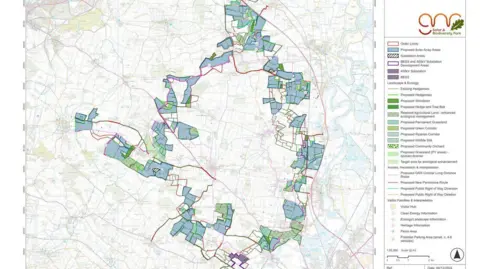 Great North Road Solar Park A graphic showing plans for the solar farms around Caunton and Norwell.