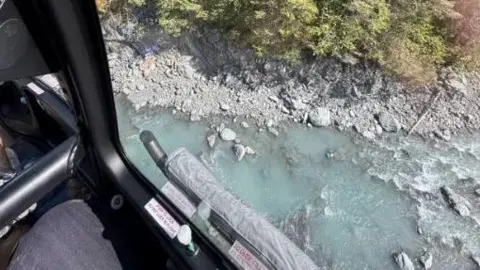 Jason Harrington/Seward Fire Department The view of the creek from the helicopter above