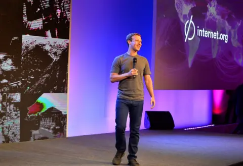 Getty Images Facebook chief executive Mark Zuckerberg speaking in New Delhi in 2014