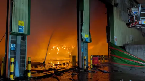 Nottinghamshire Fire and Rescue Service Fire at the waste transfer site