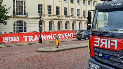 London firefighters practise rescue skills at historic buildings