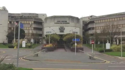 The civic centre sits on the seafront in Swansea