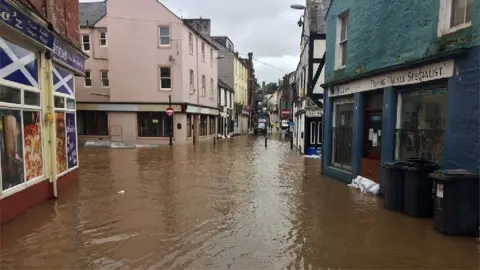 Police Scotland Some streets in the Whitesands area of Dumfries were partially under water