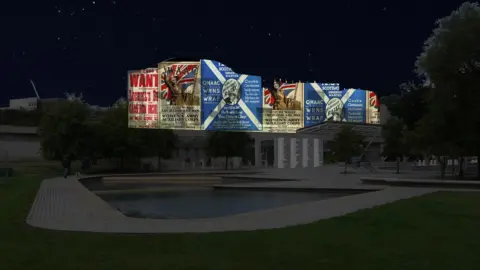 Scottish Parliament Artist's impression of projection on Holyrood building