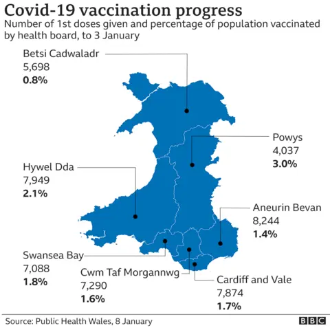 map showing number and proportion of people vaccinated