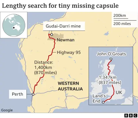 Map showing road route between Perth and Newton is further than Land's End to John O'Groats