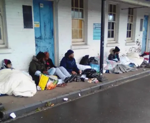 CARE4CALAIS Protesting asylum seekers at Napier Barracks