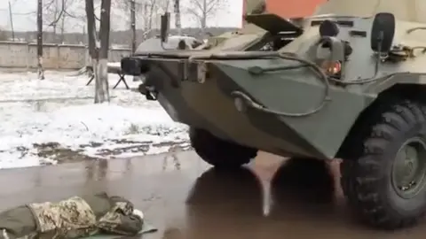 RBC video Video grab of Russian official having APC pass over him