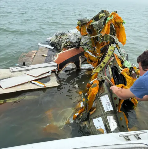Aerial view of the crash site near Galveston, Texas