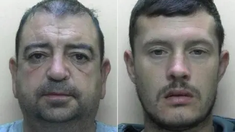 National Crime Agency Two mugshots of men alongside each other. Jon Williams is on the left and Peter Godfrey is on the right