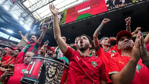 Morocco fans during their last-16 World Cup match against Canada