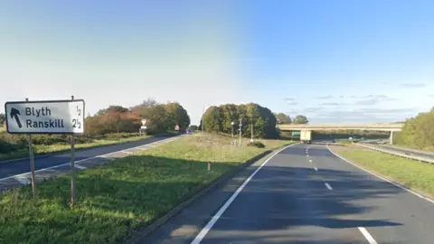 Google A1 dual carriageway, near Blyth, Nottinghamhire