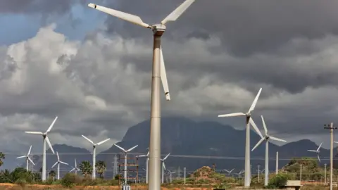 Getty Images Wind turbines generate electricity in Punniyavalanpuram, Tamil Nadu