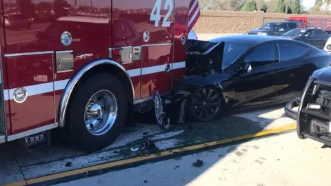 Culver City Firefighters Tesla crash