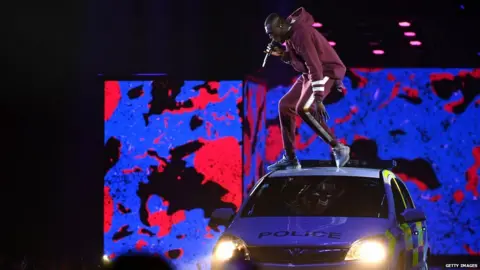 Getty Images Stormzy performing at the MTV EMAs