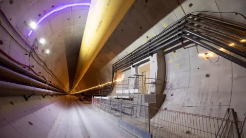 HS2 Chiltern tunnel with crosspassageway visible to the right