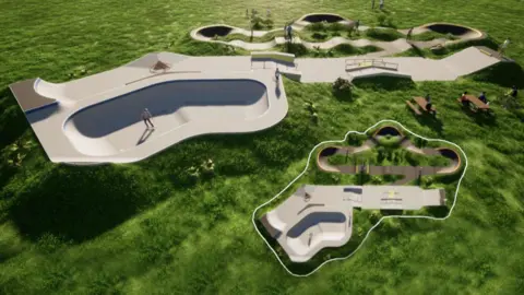 Freshwater Parish Council Artist impression of a proposed skatepark for Freshwater