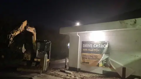 Kent Police Digger at sight of cash machine robbery near Faversham