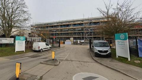 Barton Peveril College in Eastleigh - the building has scaffolding around it
