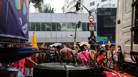 BBC Festival-goers pictured at the Academico bloco