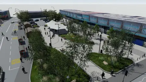 Bradford Council An artist's impression of the Shipley market scheme