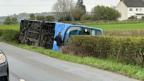 BBC Overturned double-decker