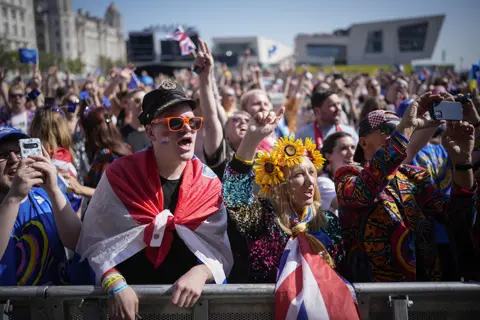 Getty Images Eurovision fans in the Eurovision Village
