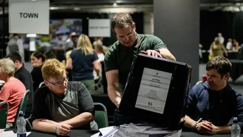 Man tips ballot box full of votes on to table in Doncaster