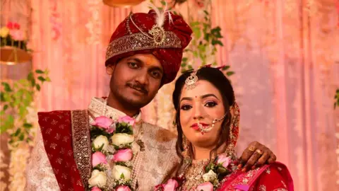 Ankit Srinivas Anshu and Anshika Kesarwani at their wedding