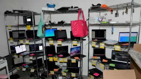 Handout Shelves with laptops and notes, distinguishing each one. 