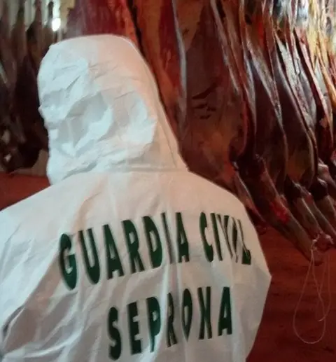 Europol Spanish police officer in an abattoir