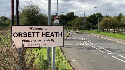 Matt Knight/BBC A picture of the Orsett Heath road sign at the entrance to the village.