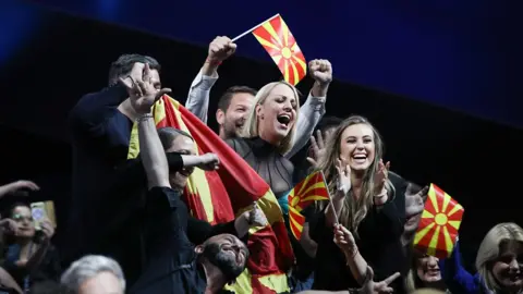 Getty Images Tamara Todevska (centre) from North Macedonia