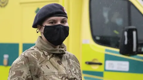 Getty Images Military assist ambulance service in Cardiff