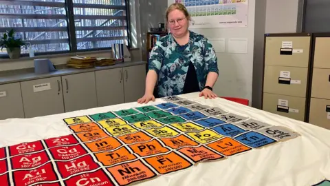 Ms Knox wove this tapestry periodic table over seven years