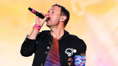 Chris Martin performing at Big Weekend