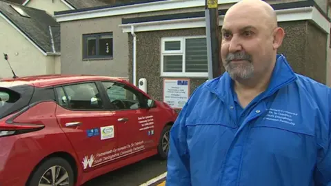 BBC Steve Shuttleworth of South Denbighshire Community Partnership with the new car