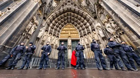 EPA German police outside Cologne Cathedral