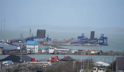 PA Photo of Holyhead Port showing both berths in action