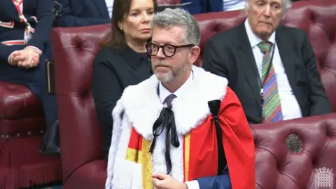 UK Parliament via PA Media Lord Doyle stands in the House of Lords in formal robes with peers sitting behind him.