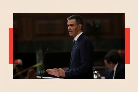 AFP via Getty Images Spain's Prime minister Pedro Sanchez gestures as he addresses parliament 