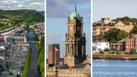Views of Pontypridd, Birkenhead and the Isle of Bute