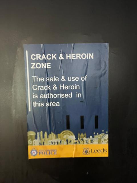 Fake posters indicating drug-taking is permitted in Leeds city centre