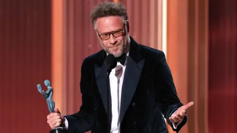 Getty Images Seth Rogen accepts the Outstanding Performance by a Male Actor in a Comedy Series Award for "The Studio" onstage during the 32nd Annual Actor Awards at Shrine Auditorium and Expo Hall on March 01, 2026 in Los Angeles, California.
