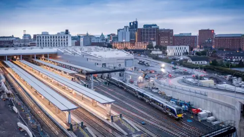 Translink Belfast Grand Central Station from above